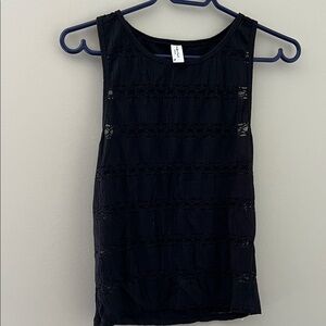 Piazza Italia Woman Black Textured Lace Sleeveless Tank Top Size Medium